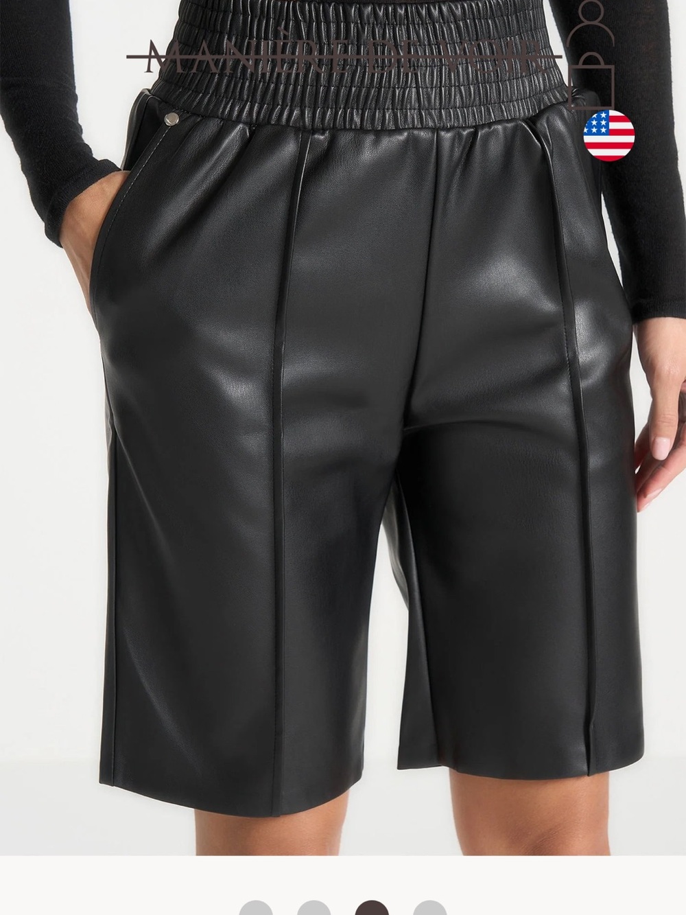 Maniere De Voir Leather City Shorts - Black